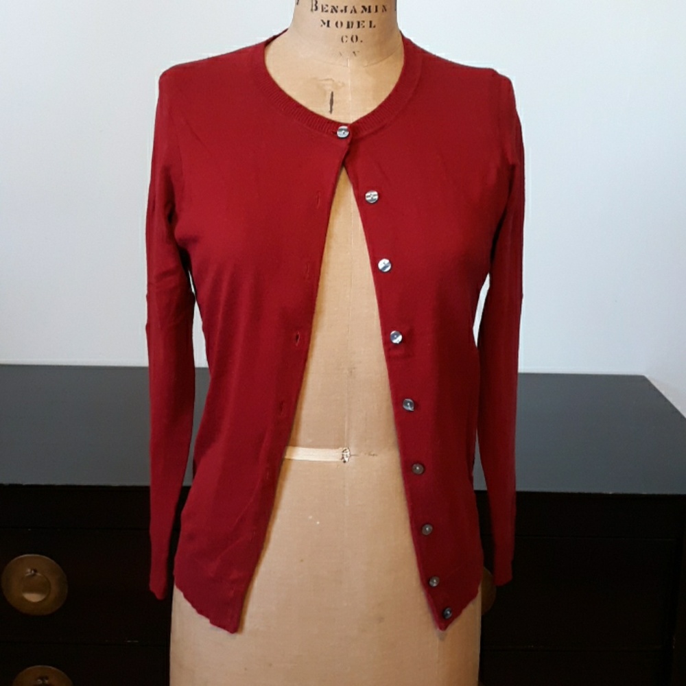 Karen Scott Burgundy Cardigan Sweater, size M